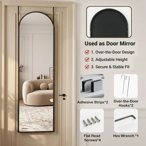 Miniatura 8 de Antok Espejo colgante de longitud completa sobre la puerta, espejo de pared independiente para dormitorio, sala de estar, entrada, 48 pulgadas