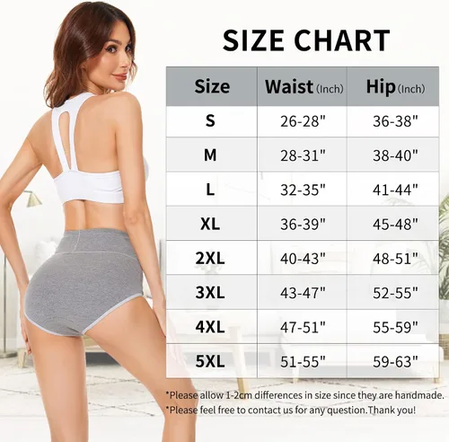 Miniatura 6 de Migbean Ropa interior de algodón para mujer, de cintura alta, calzones elásticos, paquete múltiple