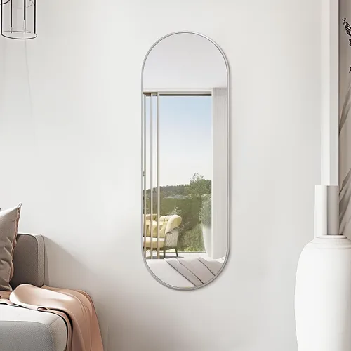 Miniatura 13 de Niccy Espejos de longitud completa arqueados sin marco de 65 x 24 pulgadas, espejo largo montado en la pared para sala de estar, espejo grande