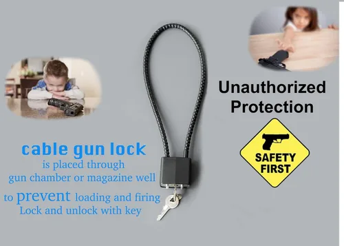 Miniatura 5 de Cerraduras para pistola de cable de 8.5 pulgadas con llaves, deportes de caza, con llave igual, cerradura segura aprobada por el DOJ para pistolas