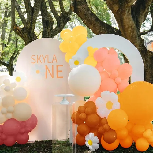 Miniatura 5 de Kit de arco de guirnalda de globos de margaritas de 166 piezas, globos pastel macarrón, arco pastel de primavera para fiesta temática de margaritas