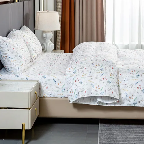 Miniatura 4 de Bedlifes Juego de sábanas King ultra suaves, transpirables, con bolsillo profundo de flores sedosas, 100% microfibra, 4 piezas, tamaño King, flores