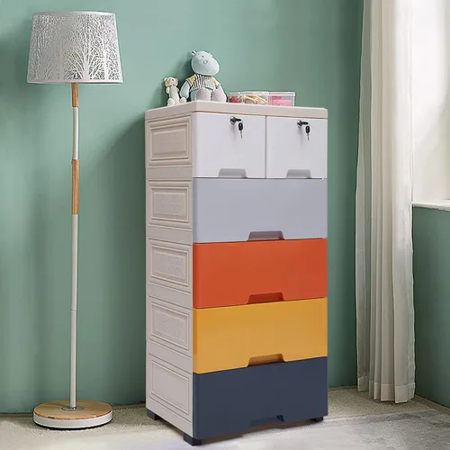Miniatura 2 de LOYALHEARTDY Morandi - Cómoda de plástico con 6 cajones, organizador alto para armario, torre de almacenamiento vertical de ropa para ropa