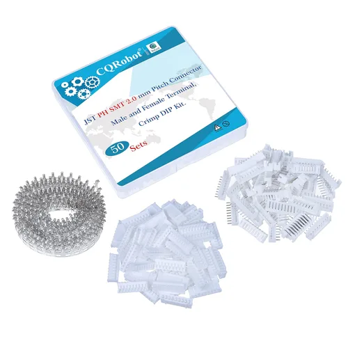 Miniatura 19 de CQRobot JST EL 4.5 mm de paso 2 pines conector electrónico IC macho, enchufes hembra carcasa y kit de terminales de crimpado en T macho/hembra. 50