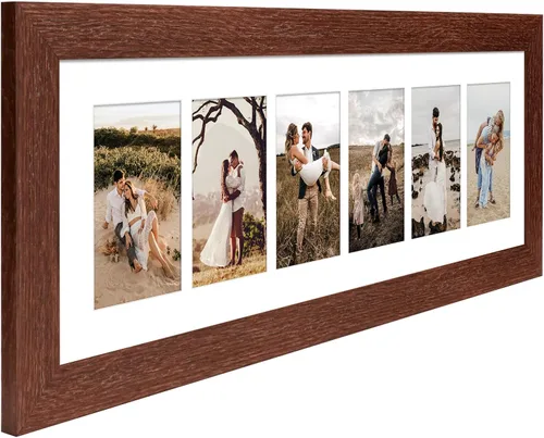 Miniatura 860 de Marcos de Fotos Collage de 13.5X15.5 con 7 Aberturas para Fotos de 4X6, Marco de Fotos Múltiples con Paspartú para Decoración de Pared, Grano