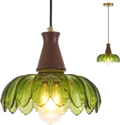 Miniatura 19 de YLONG-ZS Lámpara colgante de cristal vintage enchufable, moderna polea de latón dorado, luces colgantes de techo para isla de cocina, comedor, sala