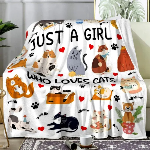 Miniatura 2 de Manta de gato de regalo para mujeres y niñas, amantes de los gatos, manta suave y ligera para viajes, camping, sofá, sala de estar, 60 x 50 pulgadas