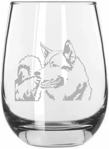 Miniatura 439 de Sakhalin Husky Dog - Copa de vino grabada personalizada de 15.25 onzas sin tallo