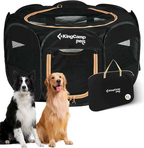 Miniatura 11 de KingCamp Tienda de campaña para perros, gran casa portátil para perros para interiores y exteriores con tela Oxford 600D y doble capa para perros