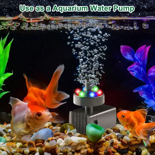 Miniatura 6 de Jutai Fuentes de baño eléctricas para pájaros que funcionan las 24 horas, bomba de fuente de agua silenciosa ajustable con luces LED para jardín