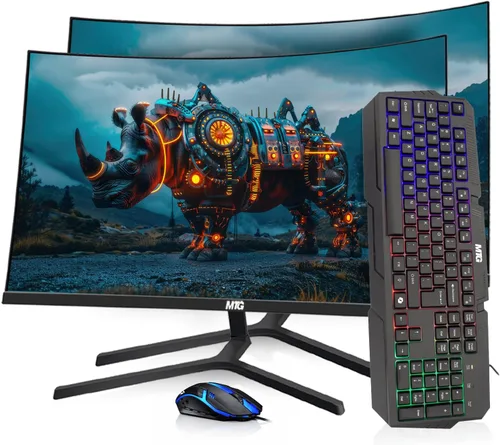 Miniatura 17 de MTG - Monitor curvo de 27 pulgadas, pantalla Full HD 1080P sin marco, audio HDMI DP USB, desenfoque de bajo movimiento, montaje VESA, combo
