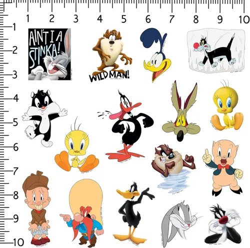 Miniatura 2 de Looney Tunes - Paquete variado de 100 calcomanías de vinilo troqueladas, calcomanías de personajes de dibujos animados para laptop, botella de agua