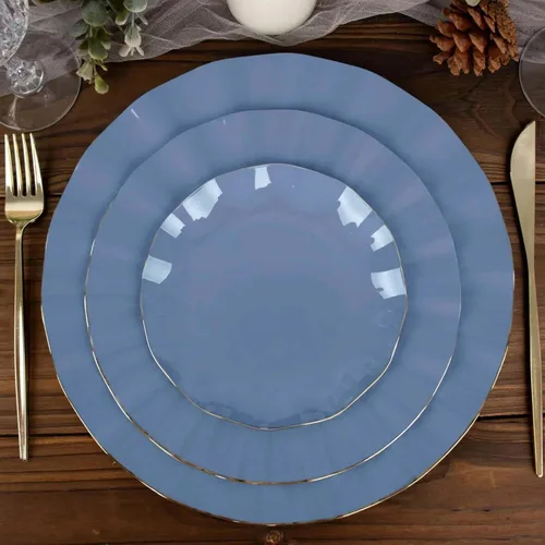 Miniatura 13 de Efavormart - Platos de cena de 11 pulgadas – Juego de 10 platos desechables redondos de plástico negro con borde dorado rizado – Vajilla elegante