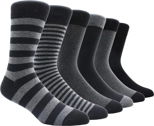 Miniatura 8 de TOEJYJ Calcetines de vestir divertidos para hombre, paquete de calcetines casuales divertidos, coloridos calcetines de algodón a rayas, talla 10-13