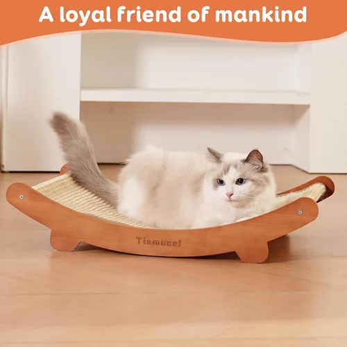 Miniatura 7 de Cama rascador de sisal para gatos, hamaca de madera de haya, almohadilla para arañazos para gatos, juguete para gatos de interior, poste rascador