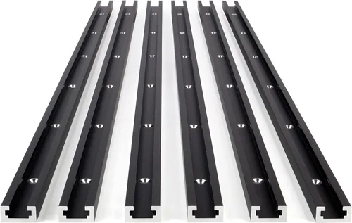 Miniatura 5 de ClearStyle T-Track - Perfil de plantilla de aluminio anodizado de doble corte para carpintería de 36 pulgadas con orificios de montaje preperforados