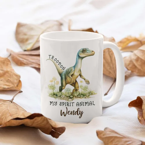 Miniatura 4 de Troodon My Spirit - Taza de café personalizada con nombre personalizado, taza de café de dinosaurio para amantes de los dinosaurios, tazas