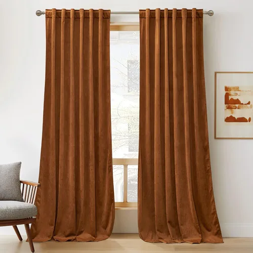Miniatura 48 de RYB HOME - Cortinas de terciopelo beige, cortinas decorativas resistentes con pestaña trasera, cubierta de privacidad para oscurecer habitación