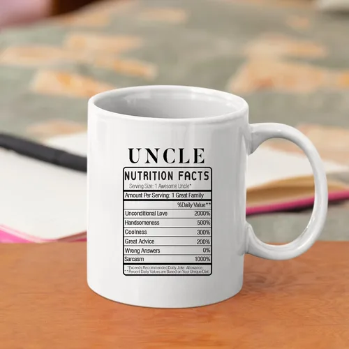 Miniatura 3 de Panvola Uncle Nutrition Facts Label From sobrino Hermano Hermana Día del Padre Nuevos tíos Divertidos Familia Reunión Taza de café de cerámica 11oz