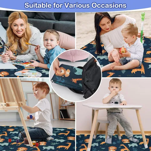 Miniatura 7 de Basumee Tapete de Splat Mat para silla de bebé, impermeable, tapete de salpicaduras para debajo de la silla alta, tapete para atrapar alimentos