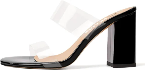 Miniatura 2 de JUSTDANNI Sandalias de tacón alto para mujer, con puntera redonda, de 3.3 pulgadas