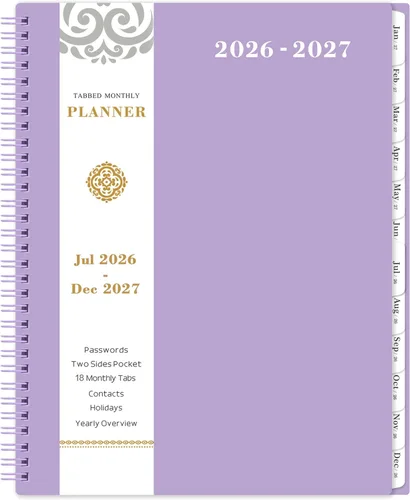 Miniatura 9 de Agenda mensual 2026 - Agenda 2026, agenda de enero 2026 a diciembre 2026, calendario mensual de 12 meses con pestañas y bolsillo, etiquetas