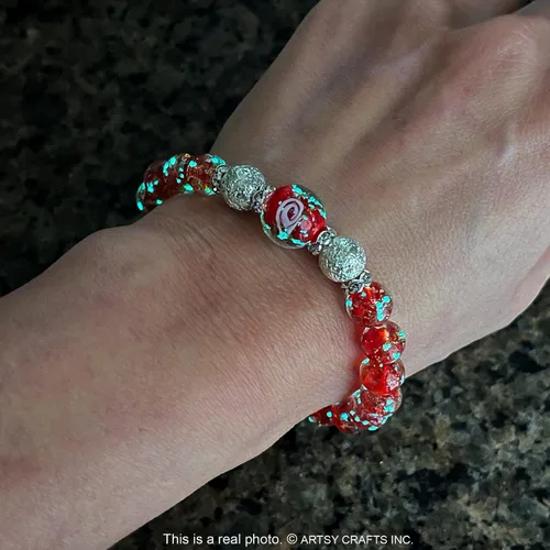 Miniatura 4 de ARTSY Crafts Pulsera de Cuentas de Luciérnaga que Brillan en la Oscuridad para Mujeres, Cuentas de Vidrio Luminosas Cristal Curativo Pulseras