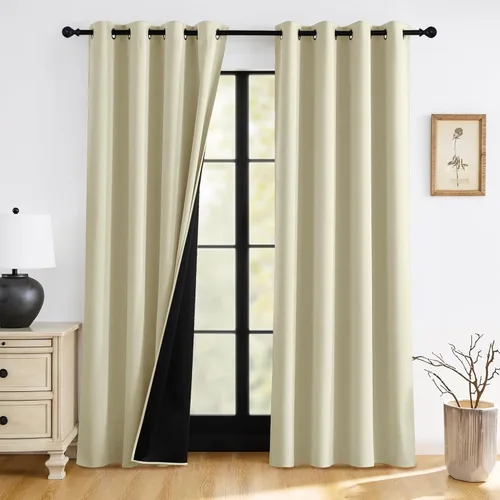 Miniatura 27 de RYB HOME Cortinas opacas grises de 63 pulgadas de largo para dormitorio, cortinas de ventana 100% opacas con aislamiento térmico y reducción
