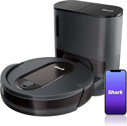 Shark RV912S EZ Robot Aspirador con base autovaciante, sin bolsa, limpieza fila a fila, perfecto para el pelo de mascotas, compatible con Alexa,