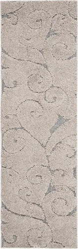 Miniatura 16 de SAFAVIEH - Alfombra de la colección Florida Shag - 10 pies redonda, color crema y beige, diseño de pergamino, no suelta pelusa y fácil de limpiar