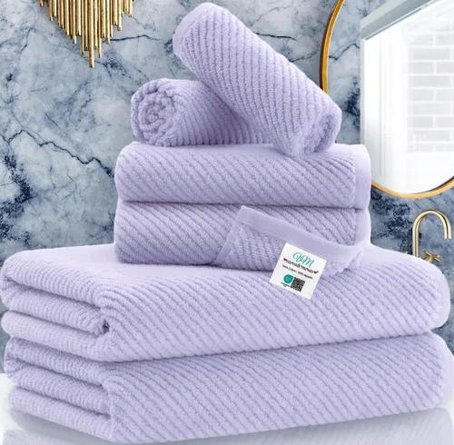 Miniatura 86 de VOOVA & MOVAS Toallas de baño amarillas – 100% algodón Secado rápido Peso Gruesas Suave, juego de 6 toallas de baño, 2 toallas grandes de 30