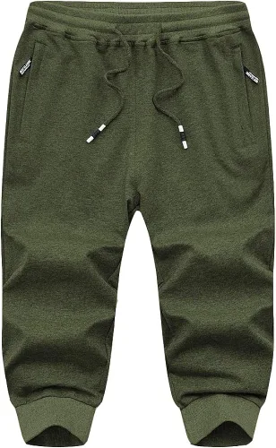 Miniatura 6 de FASKUNOIE Pantalones deportivos cortos casuales de algodón para hombre 34, pantalones deportivos capri transpirables por debajo de la rodilla