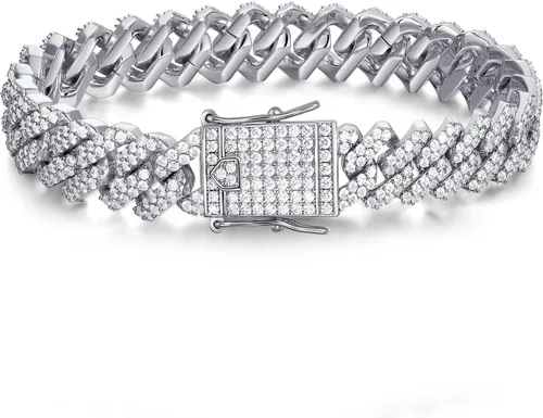 Pulsera de eslabones cubanos de 0.394 pulgadas y 0.472 pulgadas para hombres y mujeres, chapado en platino de 14 quilates, pulseras de hip hop,