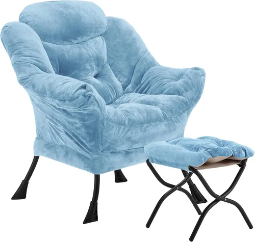 Miniatura 13 de Youtanic - Silla de Tela de Terciopelo Grueso y Acolchado, Cómoda Silla de Estar Contemporánea con Marco Estable, Sillón de Sofá de Ocio