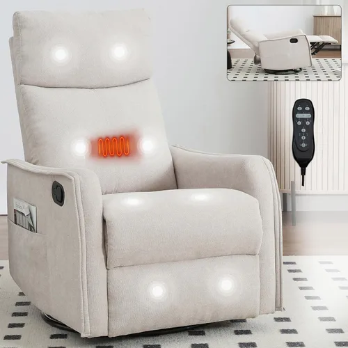 Silla reclinable con masaje y calor, silla reclinable giratoria con respaldo alto, sillones reclinables manuales Lazy Boy para adultos, silla
