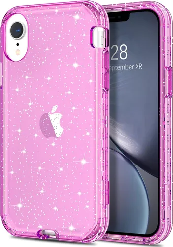 Miniatura 11 de Hython Compatible con Funda para iPhone XR, Protector Defensor de Cuerpo Completo de Servicio Pesado con Purpurina Brillante Reluciente, Carcasa