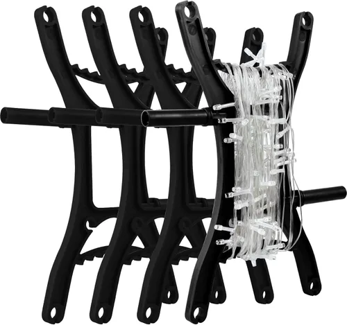 4 piezas de organizador de luces de Navidad con asa giratoria en negro, organizador de luces de vacaciones, luces de uso general, cable enrollable