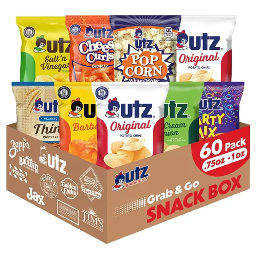 Miniatura 3 de Utz Paquete variado de 60 bocadillos individuales de papas fritas, rizos de queso, palomitas de maíz y pretzel para llevar