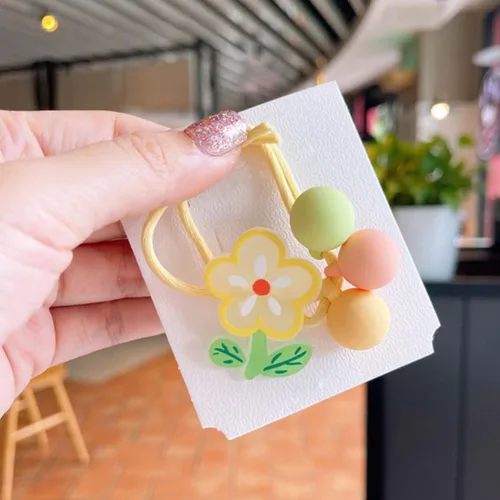 Miniatura 4 de 20 ligas elásticas para el pelo de bebé, encantadores conejos/mariposas/flores, coleteros para el cabello con tres bolas para coleta para accesorios