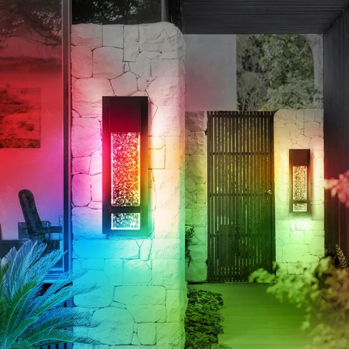 Miniatura 16 de ASD Lámpara de pared LED de vidrio burbuja de 24 pulgadas, aplique texturizado para exteriores e interiores 3CCT, impermeable, regulable, Negro