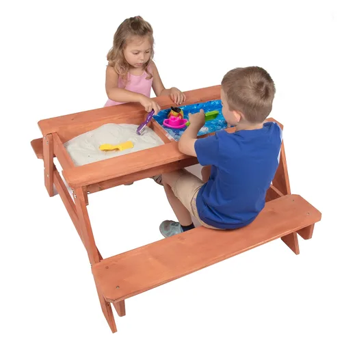 Miniatura 7 de Svan Mesa de picnic 3 en 1 para interiores y exteriores, juego de actividades de arena y agua con parte superior extraíble y drenaje doble para una