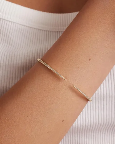 Miniatura 2 de PAVOI Pulsera chapada en oro de 14 quilates con circonita cúbica Elegantes pulseras de circonita cúbica para mujer