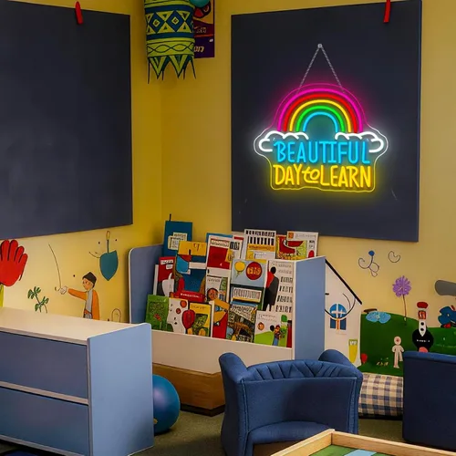 Miniatura 2 de Letrero de neón de lectura con brillo ajustable para lectura en el aula, letrero de pared y luz LED de neón para estudiantes, rincón de lectura