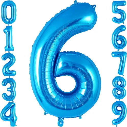 Miniatura 12 de Globos azules con número 2 de 40 pulgadas, globos grandes de helio de aluminio con número, globos gigantes de Mylar número 2 para decoración