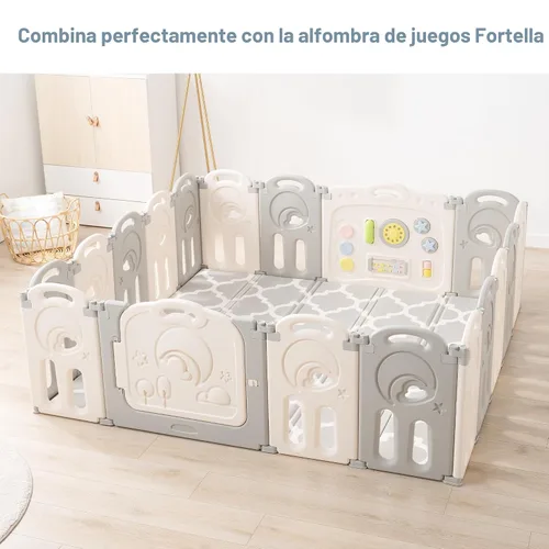 Miniatura 8 de Fortella - Corral de juegos plegable Cloud Castle, patio de juegos seguro para bebés con pizarra y pared de actividades, para interiores o Gris