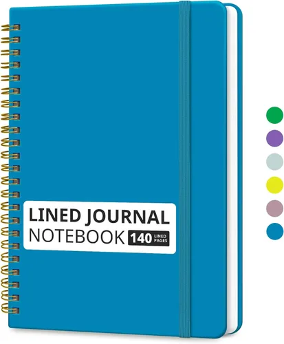 Miniatura 17 de Cuaderno rayado en espiral para mujeres y hombres, 140 páginas, cuaderno de tapa dura con rayas universitarias para trabajo y toma de notas, diarios