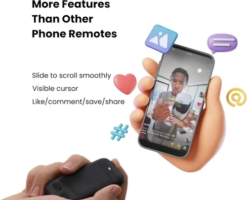 Miniatura 3 de CheerTok Air - Control remoto de desplazamiento TikTok, girador de páginas para Ebook Kindle, cámara inalámbrica Bluetooth, control remoto