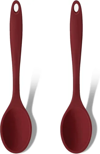 Miniatura 10 de GEEKHOM Cucharas de cocina de silicona, 2 piezas de 11 pulgadas, juego de utensilios de cocina de silicona resistentes al calor, cucharas grandes
