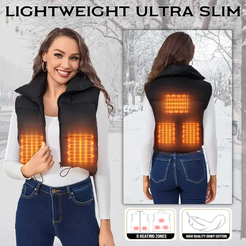 Miniatura 5 de Chaleco térmico para mujer, chaleco ligero de invierno sin mangas para mujer, chaleco de calefacción, 5 piezas de chaleco de calefacción, 3