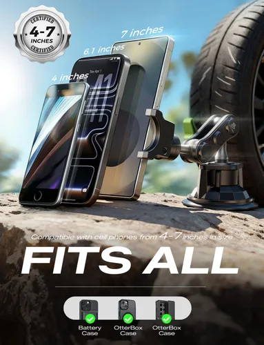 Miniatura 5 de MAGIC JOHN Soporte para teléfono de coche, soportes ultraduraderos de metal para tu coche, soporte para teléfono celular de rotación 360°